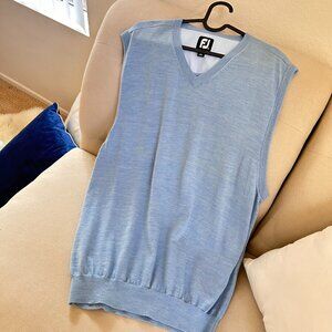 FootJoy Sweater Mens L Light Blue Solid Wool FJ Vest Golf Preppy Stretch Adult